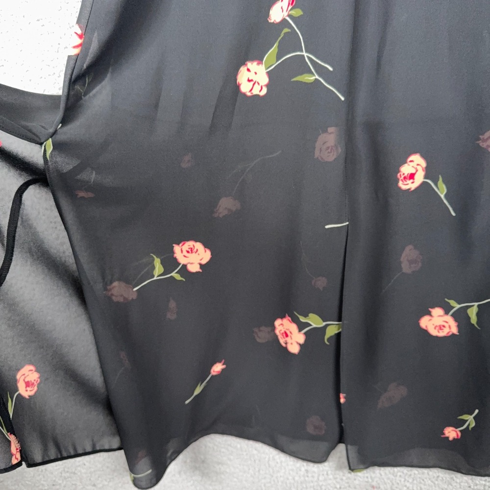 Ashley Graham Beyond Dress Womens 4 Black Floral Fairy Ruffle Midi Romantic - Picture 3 of 11